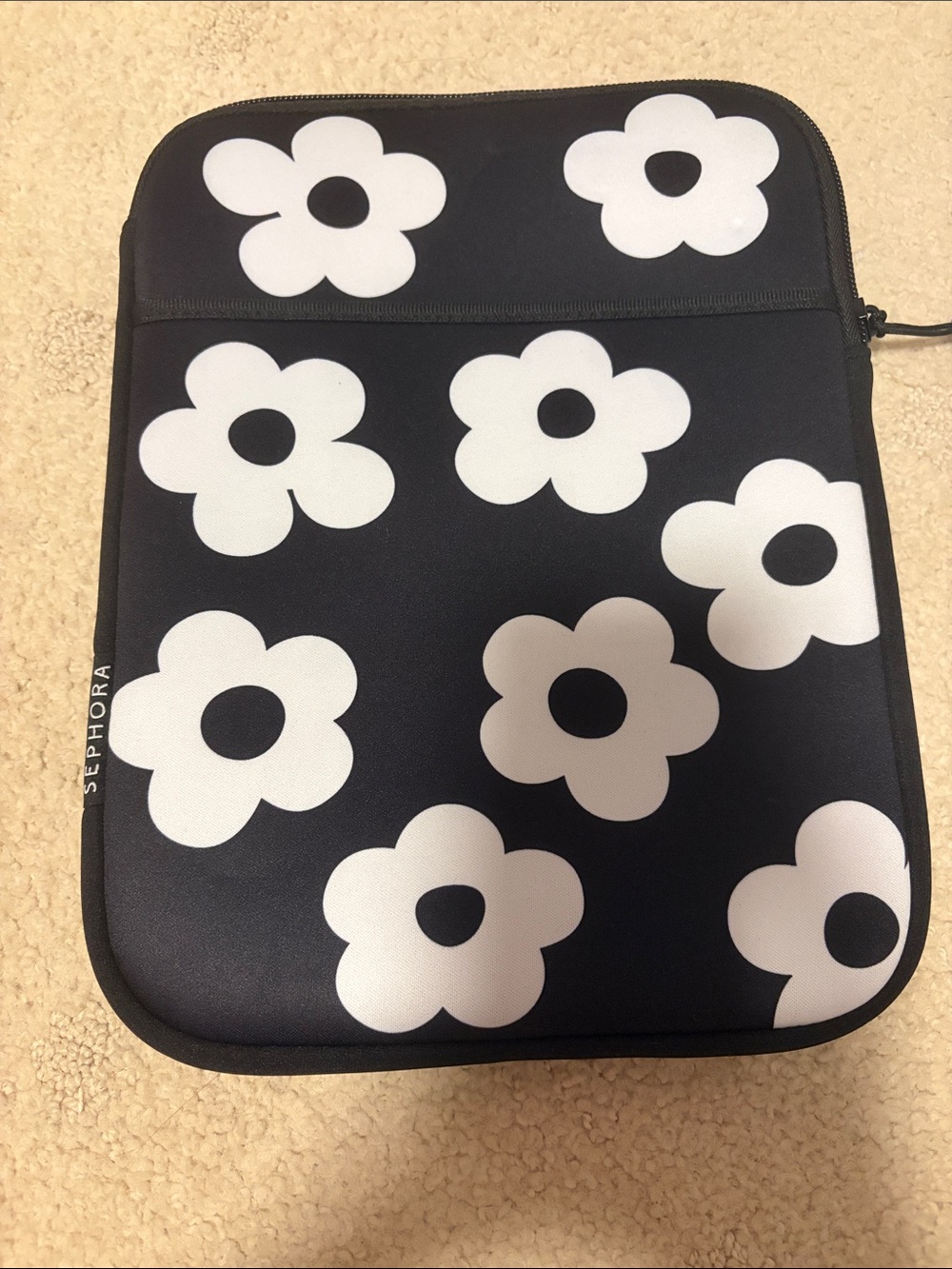 New Sephora Black Floral Tablet iPad Sleeve 8.5”x11”